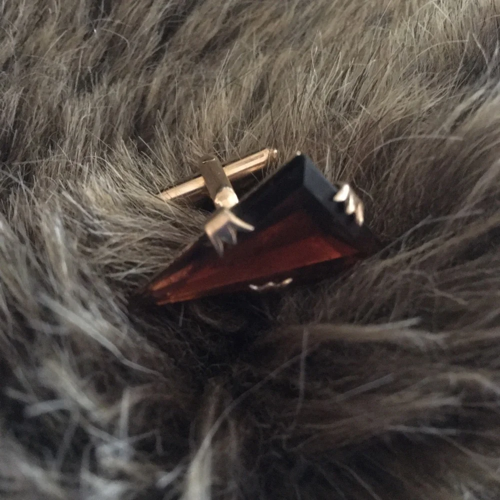 Vintage 70s Swank brown glass gold cuff link
